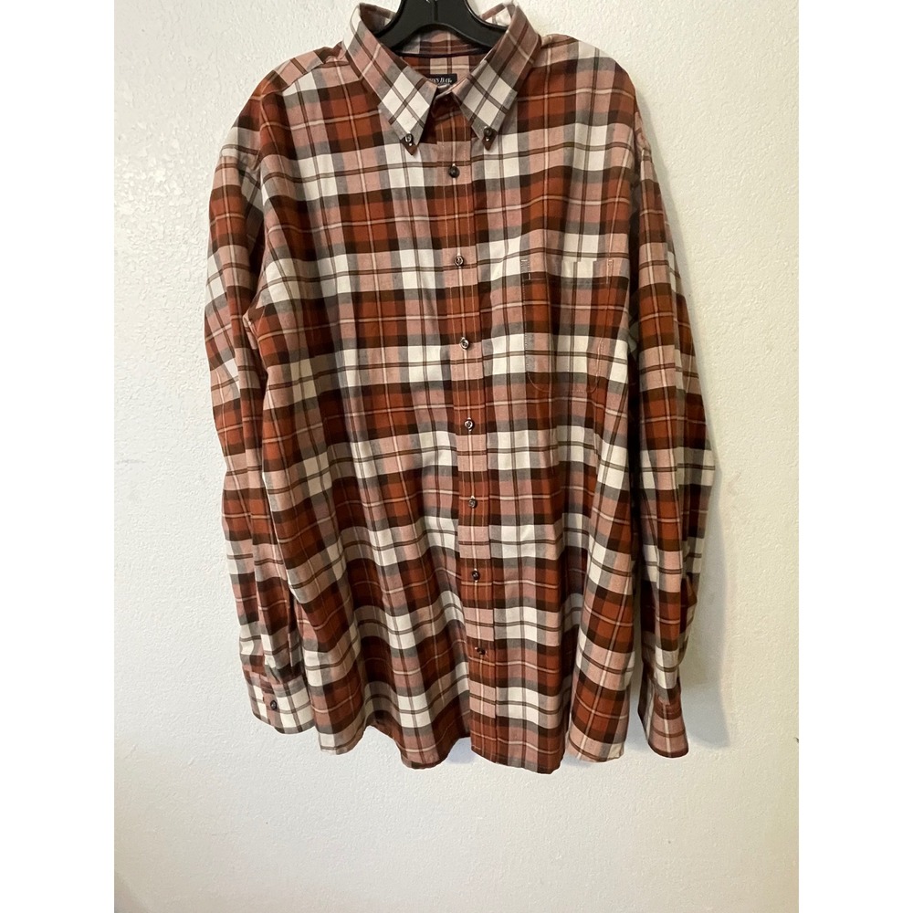 St Johns Bay Mens Plaid Flannel Long Sleeve Button Down Shirt Easy Care 2X‎ Tall